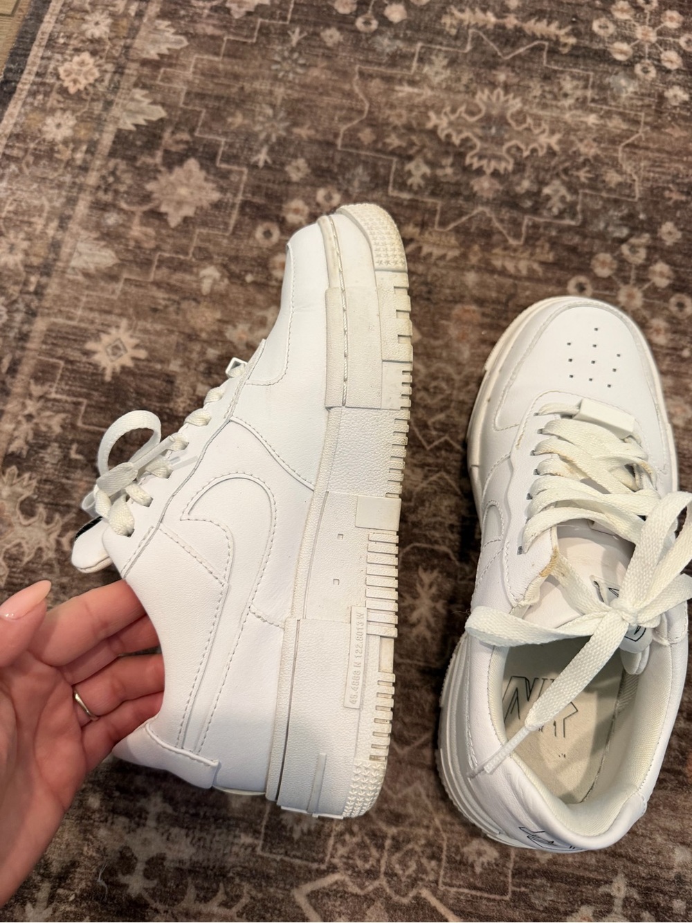 White Women's Leather Sneakers - Classic Low-Top Style - Picture 8 of 16